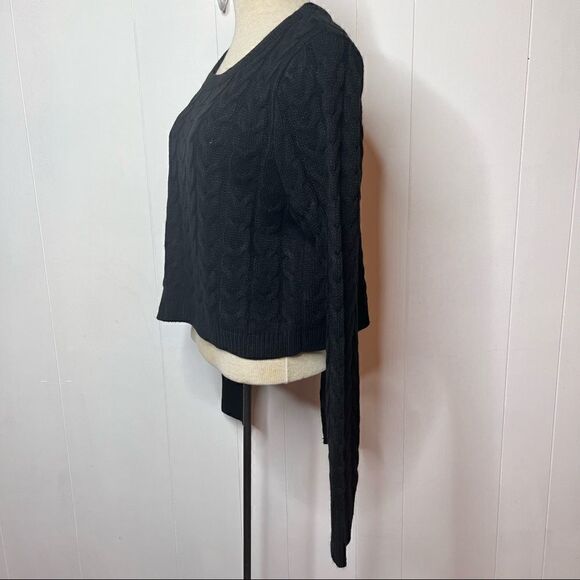 Lulus Tie Back Cable Knit Sweater Womens Medium Black Pullover Jumper - Picture 3 of 5